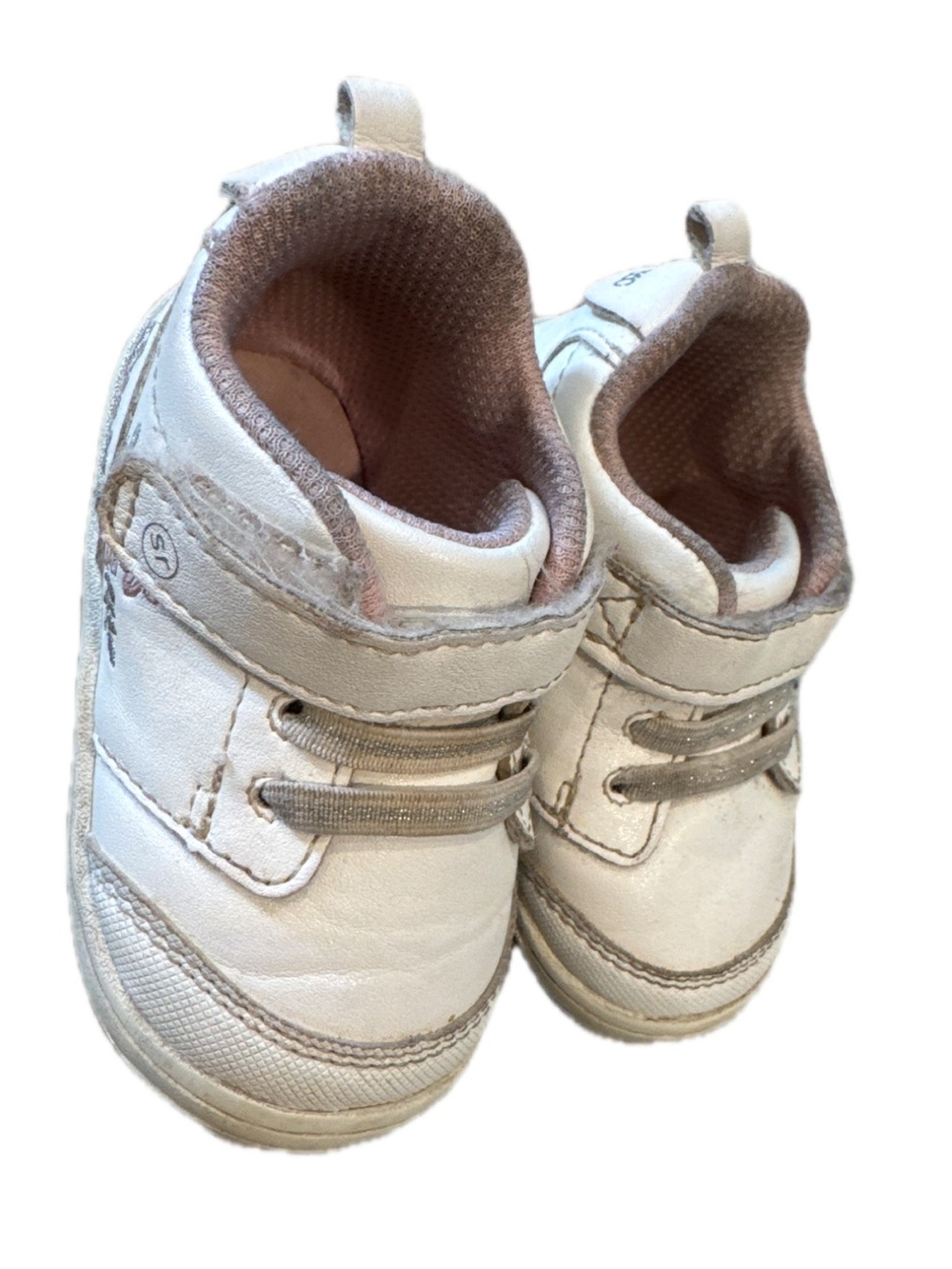 Stride Rite White and Pink Lined Toddler Sneakers